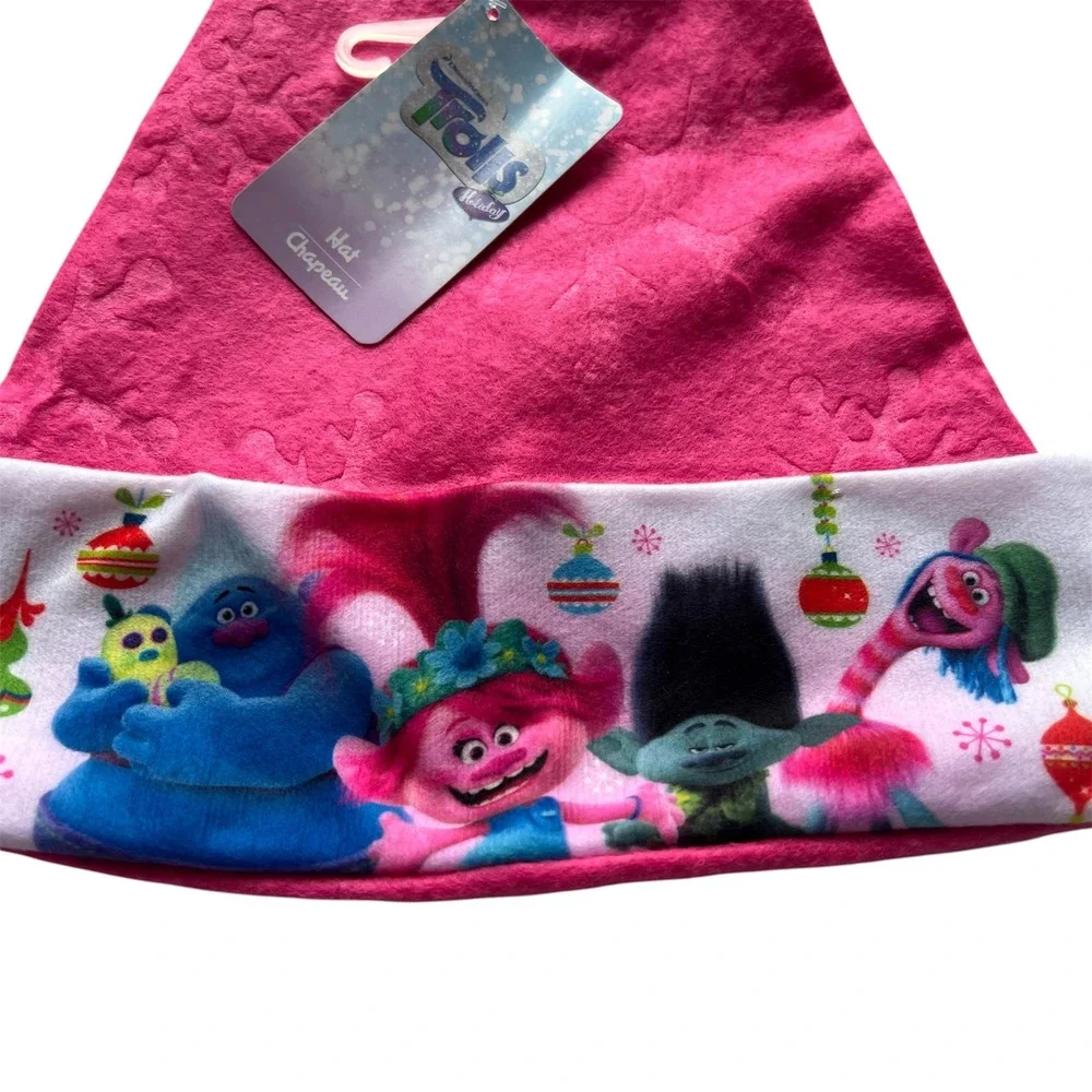 DreamWorks Trolls Holiday Pink Santa Hat Character Print Snowflake NWT 2020